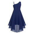 thumbnail image 3 of Alvivi Kids Chiffon Flower Girl Dress One Shoulder Wedding Birthday Party High Low Hem Ball Gown Navy Blue 10, 3 of 6