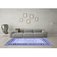 thumbnail image 3 of Ahgly Company Machine Washable Indoor Square Abstract Blue Modern Area Rugs, 3' Square, 3 of 4