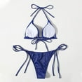 thumbnail image 4 of UTSJKR Triangle Bikini for Women 2 Piece Halter Bikini Sets Sexy High Cut Bathing Suit Side Tie Swimsuits Blue 6-10, 4 of 4