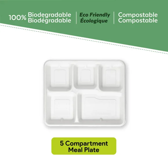 5 Compartments Meal Plates - 500pcs