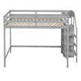 thumbnail image 5 of Harper & Bright Designs Full Size Wooden Loft Bed with Built-in Storage Wardrobe and Staircase, Multi-Functional Loft Bed with Staircase and Guardrails, Gray, 5 of 14