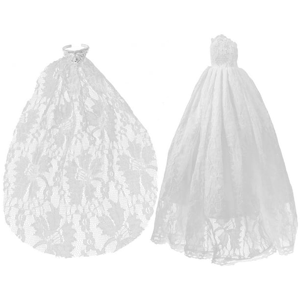 juego de vestido de novia y velo para muñeca, disfraz de repuesto para muñeca, conjunto de vestido y atuendo para muñeca.