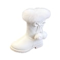 thumbnail image 2 of Girls' Zip Up Quilted Boots Pom Pom Bow Furry Cuff Full Fleece Lined Soft Anti-Slip Sole for Little Girls Chilly Outdoor Daily Outfits, Snow Boots for Girls 4-11 Years White 10.5-11 Years, 2 of 9