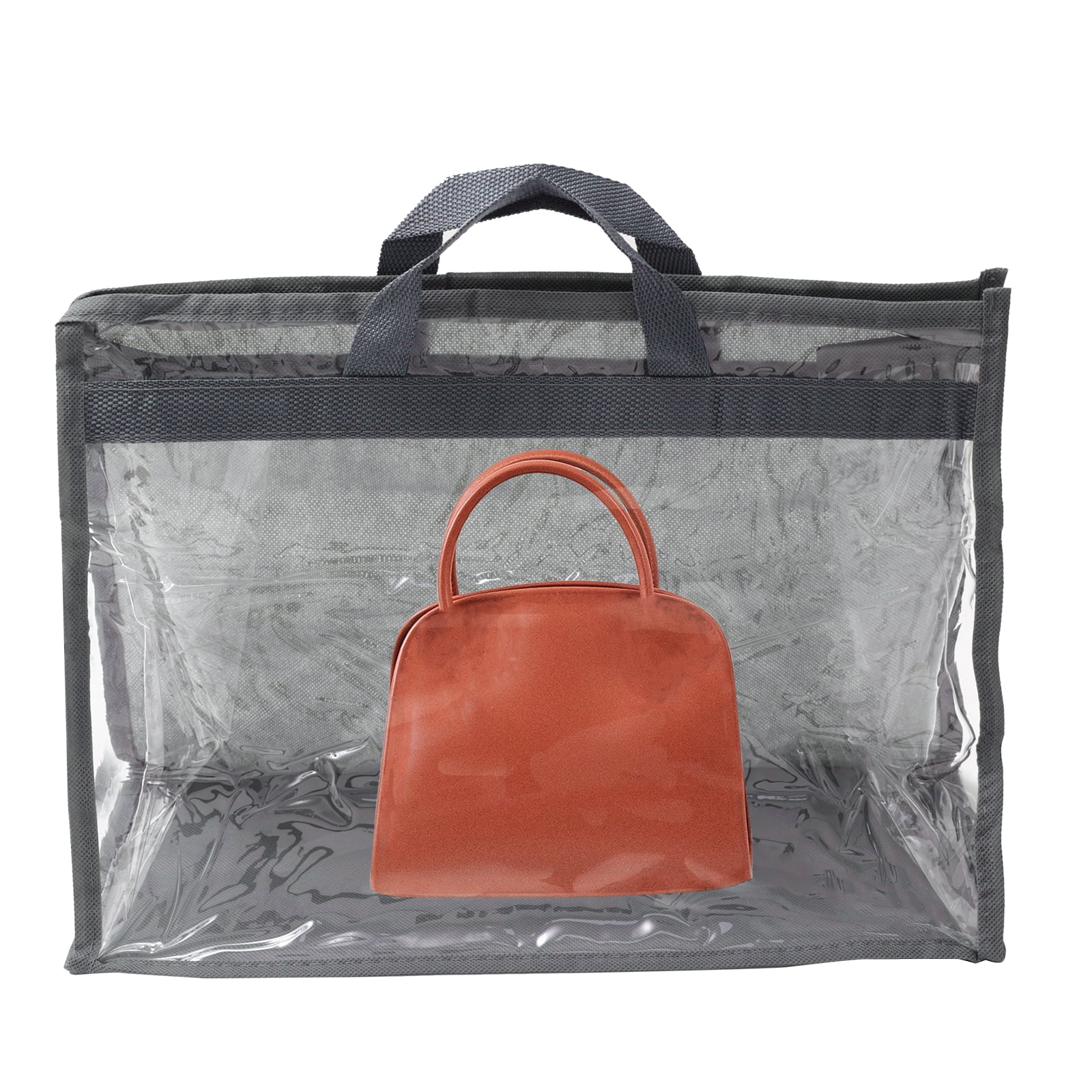 Unique Bargains Handbag Dust Bags Clear Storage Organizer Dustproof Cover Gray M