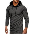thumbnail image 1 of Blusa de manga larga con capucha para hombre, estilo informal, de poliéster, con estampado de arrugas y color liso., 1 of 5