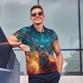 thumbnail image 4 of Honeii Celestial Stag Cosmic Glow Print Polo Shirt, A Classic Short-Sleeved, Button-Down Golf Shirt for Men,Mens Polo Shirts Short Sleeve-3X-Large, 4 of 6