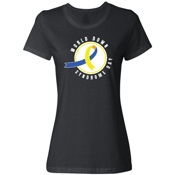 Inktastic World Down Syndrome Day with Yellow and Blue Ribbon Women's T-Shirt