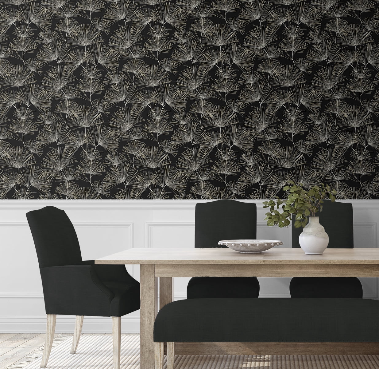 NextWall Ebony & Pavestone Pine Needle Peel and Stick Wallpaper
