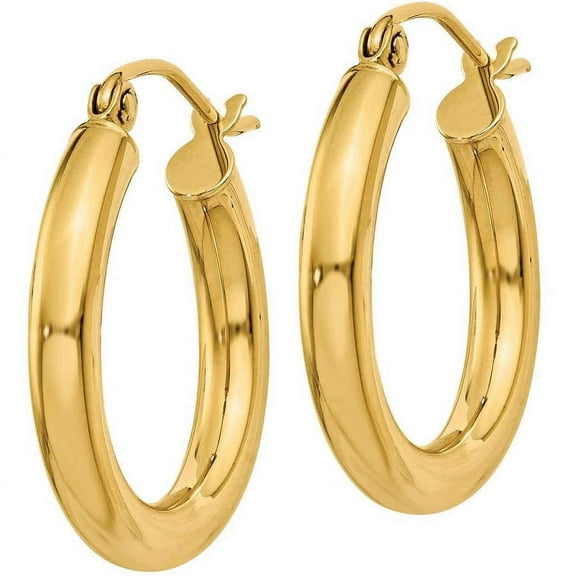 Primal Gold 10 Karat Yellow Gold 3mm Tube Hoop Earrings