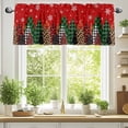 thumbnail image 2 of Red Christmas Valances for Windows, 42 x 18in, Leopard Buffalo Plaid Xmas Tree Forest Snowflake Rod Pocket Kitchen Valance Curtain Light Filtering Window Treatments for Living Room Bedroom, 1 Panel, 2 of 7