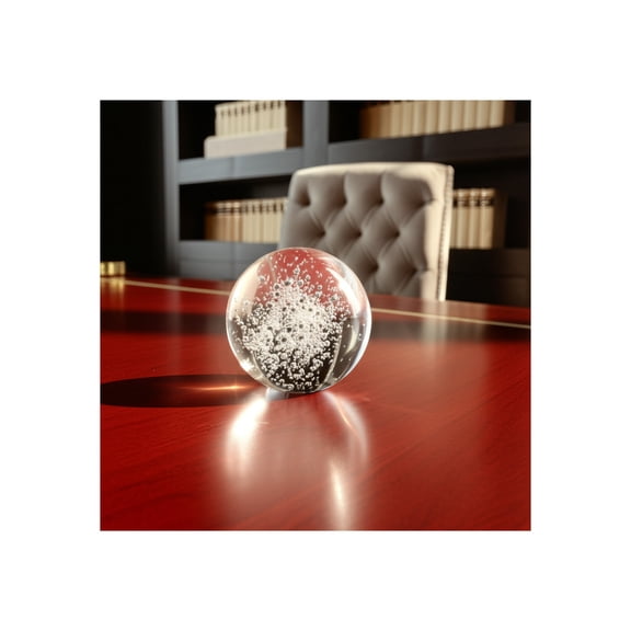 Decorative Crystal Orb Ball for Home Decor - Ornament Sculpture for Bathroom, Office Desk, and Living Room Decor - Accessory for Shelf Accent and Cofffe Table Display - 3", Clear & Frost