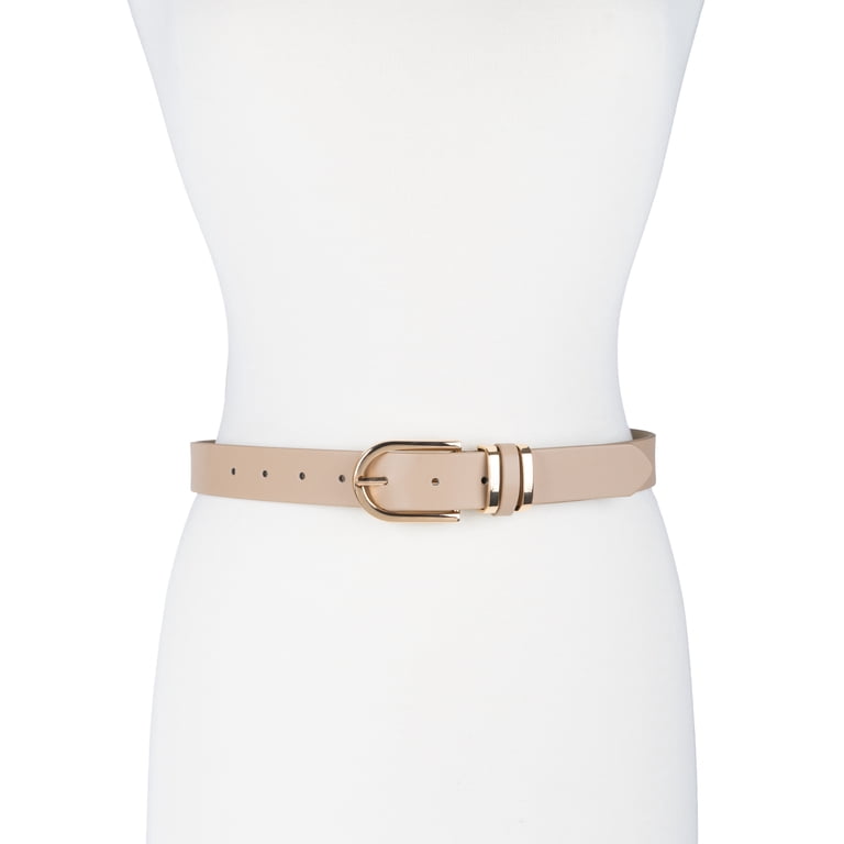 Time and Tru Women's Faux Leather Belt, Latte photo 3