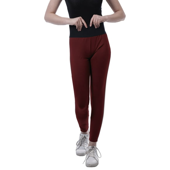 Moomaya High Waist Leggings For Women Side Strips Soft Workout Yoga Pants
