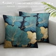 thumbnail image 3 of Nawypu Throw Pillow Cover Green Plant Leaves - Teal Gold Pillow Cushion Covers - Square Turquoise Cushion Case, Great for Sofa, Bedroom, Chair, Yard, Living Room Decor, 3 of 5