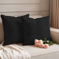 thumbnail image 2 of Solid Black Outdoor Waterproof Pillow Covers, Retro Minimalism Abstract Denim Texture Decorative Square Throw Pillowcase Sofa Cushion Sham for Patio/Couch/Chair, 16"x16" 2 Pack, 2 of 8