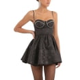 thumbnail image 3 of xiaxaixu Robe d'Été Trapèze pour Femme, Patchwork de Strass, Dos Croisé à Nouer, Dos Nu, Mini-Robe Décontractée, Mode, Sans Manches, Robe Camisole, 3 of 7