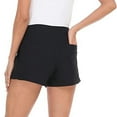 thumbnail image 4 of Sngxgn Women's Pocket Shorts, Drawstring Cotton Shorts(Black,S), 4 of 6