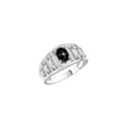 thumbnail image 4 of RYLOS Rings for Women 14K White Gold Ring Classic Style 7X5MM Oval Gemstone &  Diamond Ring Black Star Sapphire Jewelry Size 8, 4 of 8