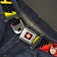 thumbnail image 2 of DC Comics Belt, Seatbelt Buckle Belt, Flash Running Action Pose Lightning Bolt Black Grays Yellows, 32 to 52 Inches, 2 of 7