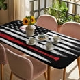 thumbnail image 3 of American Flag Table Cloths for 6 Foot Rectangle Tables, US Flag Baseball Stars Vintage Black Patio Waterproof Elastic Fitted Tablecloths, Washable Rectangular Table Cover for Camping, 3 of 8