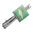 thumbnail image 1 of Charming Cockatiel Yellow Crest Square Tie Bar Clip Clasp Tack- Silver or Gold, 1 of 4