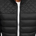 thumbnail image 3 of Men's Down Jacket Winter Warm Thick Slim Fit Stand Collar Cotton Coat Solid Color Zipper Shoulder Chest Rhombus Puffer Jackets, 3 of 4