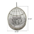 thumbnail image 3 of HQZX Outdoor Wicker Hanging Egg Chair, Hanging Basket Chair, Metal Frame with Waterproof Pad, Gray, 3 of 7