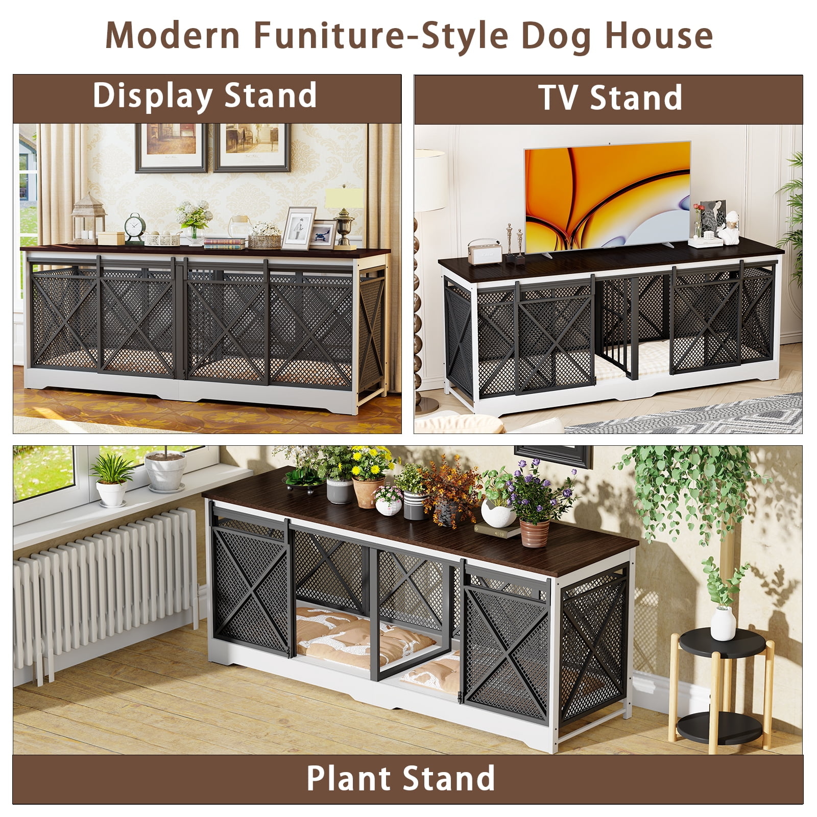 Bel Ark Dog Crate Furniture Adjustable 78" Wooden Furniture Style Pet Crate for Dogs with User Manual