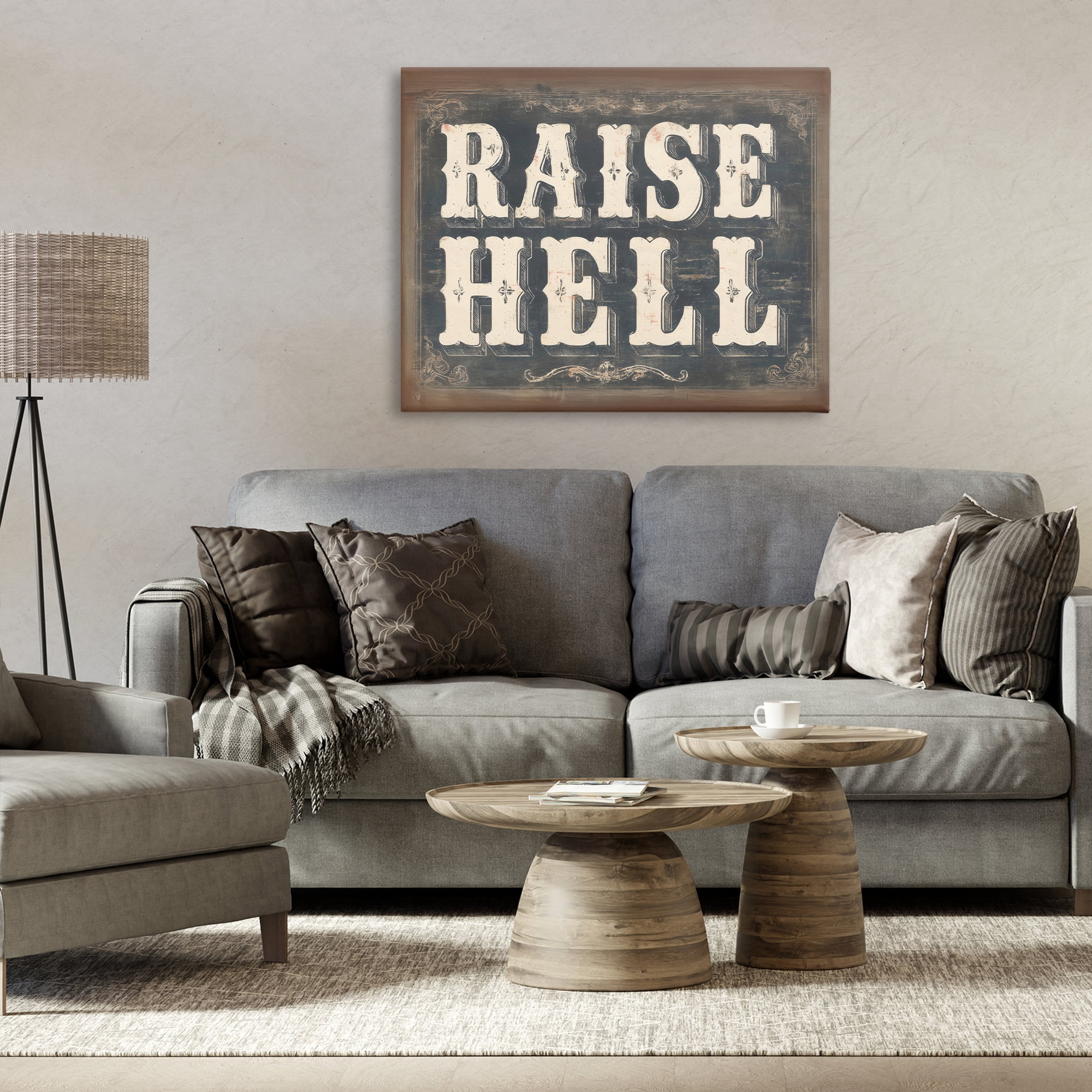 Stupell Industries Raise Hell Vintage Western Canvas Wall Art, design by Arlington Prints
