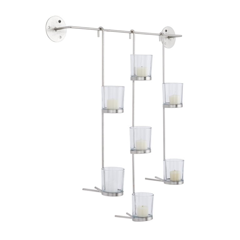 CosmoLiving 7-Holder Silver Metal Wall Sconce for Votive photo 7