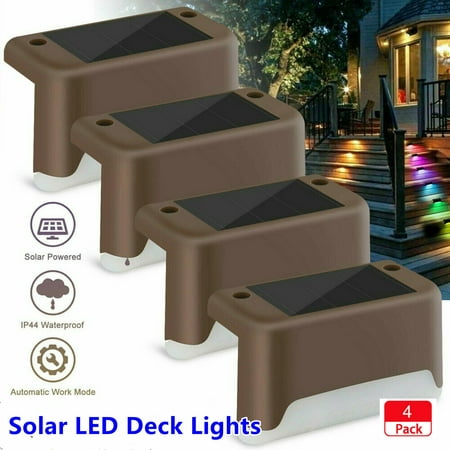 

Solar Deck Lights 4 Pcs Solar Step Lights Outdoor Waterproof Led Solar Fence Lamp for Steps Fence Deck Railing and Stairs