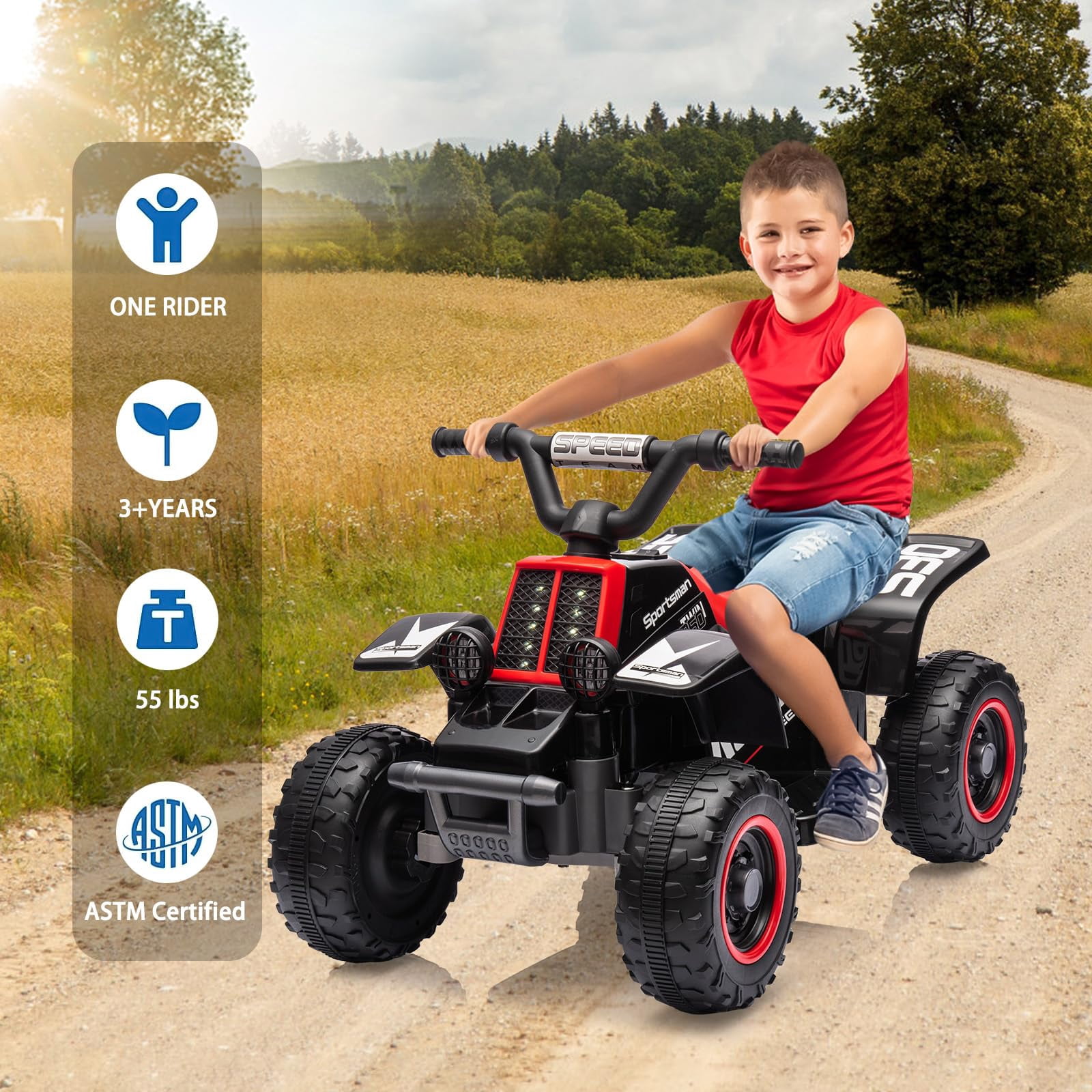 TROPOW Electric Ride On Cars with Remote Control,6V Kids Ride-On ATV – Fun, Safe, and Thrilling Outdoor Adventure Toy,Black