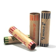 L LIKED 128 Assorted Coin Preformed Wrappers Rolls - Quarters, Pennies, Nickels and Dimes (128 Assorted)