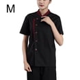 thumbnail image 4 of Minnieouse Chef manga corta transpirable pecho ropa de cocina Catering uniforme verano panadería Unisex ropa de trabajo restaurante cocina Camisetas Negro METRO Minnieouse AP011130-01, 4 of 6