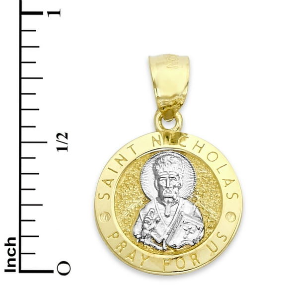 Solid 14k Gold Saint Nicholas Pendant - Religious Jewelry Gifts for Her
