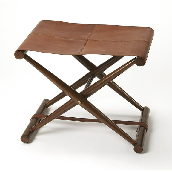 Butler Specialty Sutton Leather Folding Stool In Brown