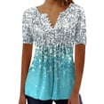 thumbnail image 1 of DPTALR Women's Casual Round Neck Pleated Solid Color Button Top Blouse, 1 of 5