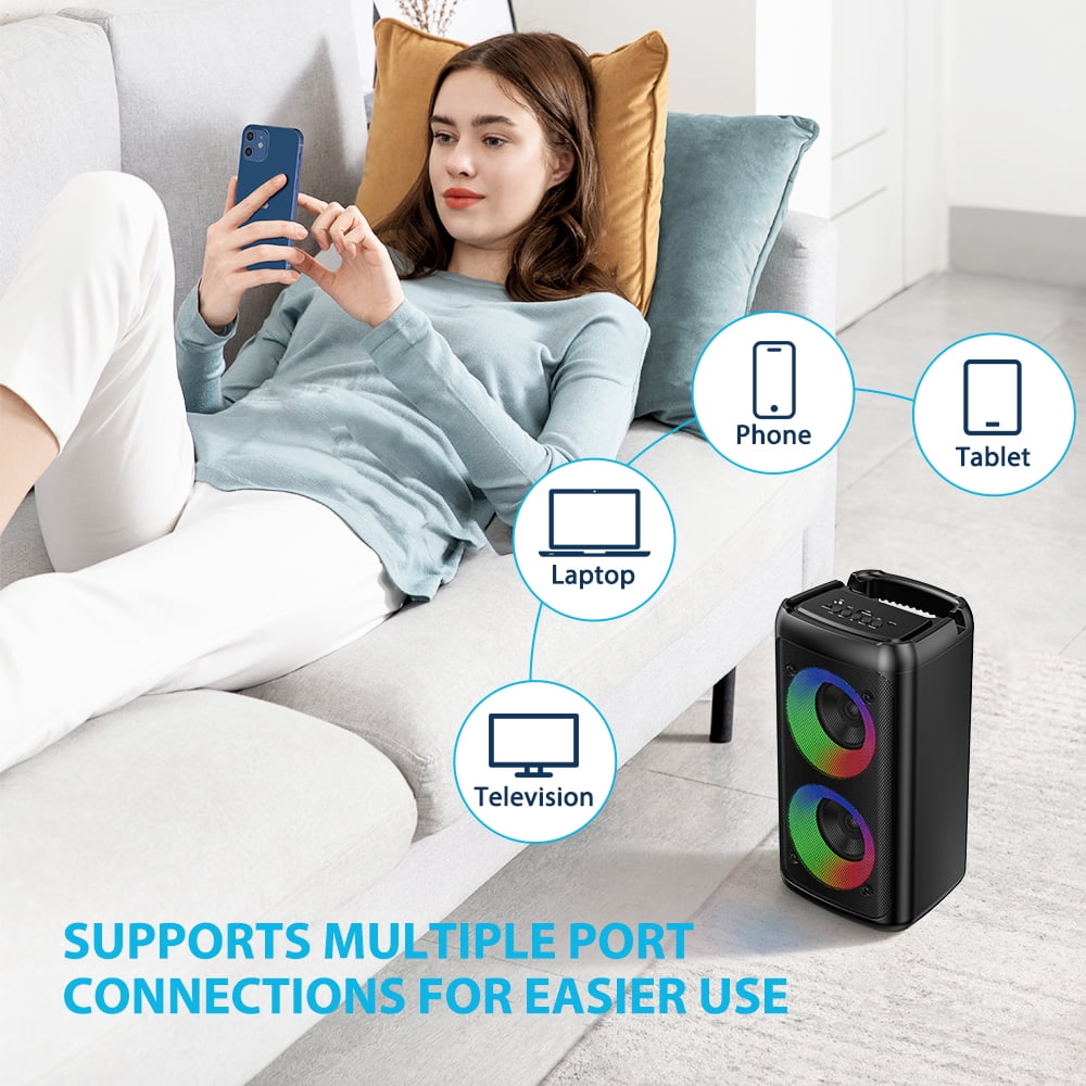 Karaoke Machine for Adults, Portable Wireless Speaker with 1 wired Microphones, Outdoor, Supports USB/TF/AUX, Ideal Gifts for Family, Music Lover