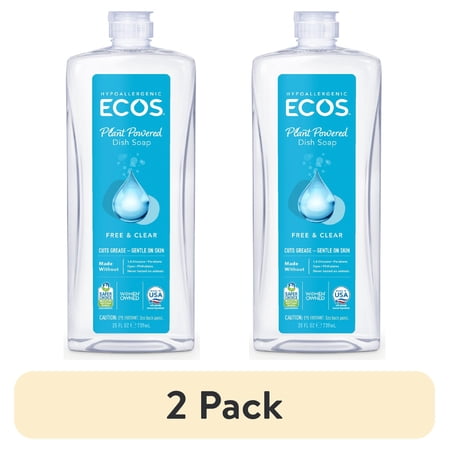 (2 pack) ECOS Hypoallergenic Liquid Dish Soap  Free & Clear  25 Fluid Ounce