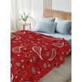 thumbnail image 5 of King Flat Sheet Only Red Paisley Pattern Soft Microfiber Cooling Bedding Sheets White Seamless Floral Art Flat Bed Sheet for Hotel,Home Decor, 5 of 9