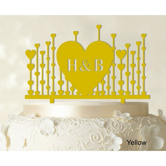 Monogram Cake Topper First Name Initial Heart Cake Topper