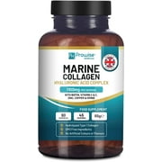 Marine Collagen with Hyaluronic Acid 1100mg - 90 Capsules Boosted with Hyaluronic Acid, Vitamins C, E, B2, Biotin, Copper, Zinc and Iodine | for Women and Men | Made in The UK by Prowise Healthcare