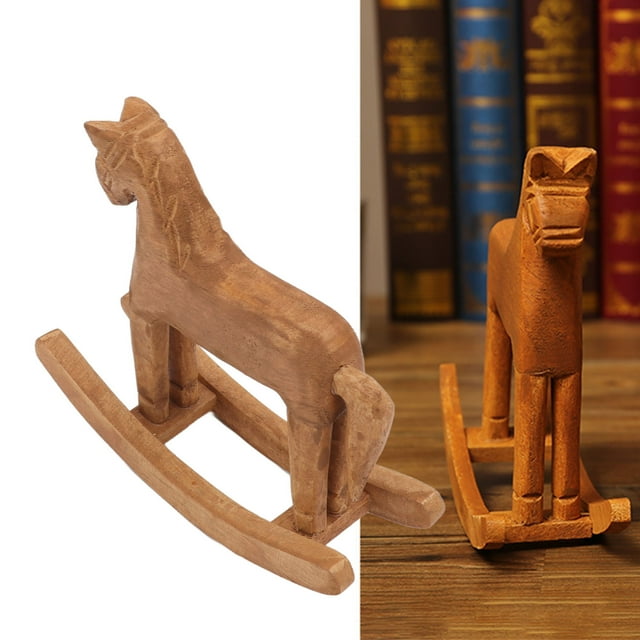 Caballo Mecedora De Madera, Decoraciones Finas Y Detalladas De Caballo De Troya Simulación Tallada A Mano Antigua Suerte Para Oficina Para Dormitorio