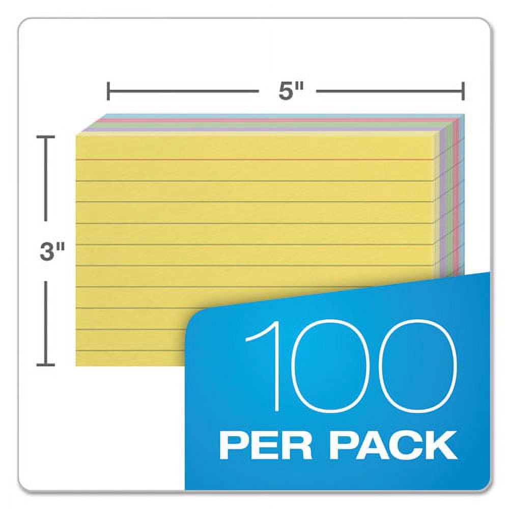 2Pc Oxford Ruled Index Cards, 3 X 5, Blue-Violet-Canary-Green-Cherry, 100-Pack