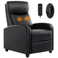 thumbnail image 3 of Comfortable Massage PU Leather Recliner Chair - Home Theater Seating with Lumbar Support, Single Sofa Armchair, Easy Lounge Reclining Chair for Living Room, Black, 3 of 7