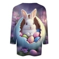 thumbnail image 4 of UVEASISHA plus size easter tops for women funny bunny eggs print tee shirts 3/4 length sleeve graphic tees holiday celebrate theme tops Pink 5XL, 4 of 5