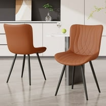 Hawsaiy Dining Chairs Set of 2,Modern Armless PU Leather Accent Chairs with Sturdy Metal Legs for Dining Room,Living Room,Umber