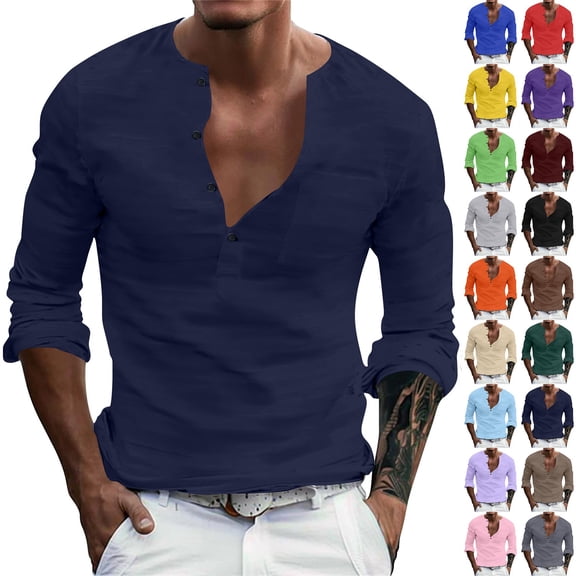 Men’s Long Sleeve Solid Color Base Shirt Casual Everyday Fashion Top