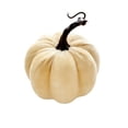 thumbnail image 2 of Beige Velvet Pumpkin Decoration 5 Inch, Plush Fabric Fall Decor for Home, Reusable Neutral Halloween & Thanksgiving Table Centerpiece, Shelf Sitter & Wreath Filler, Safe for Kids, 2 of 7