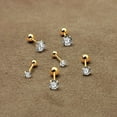 thumbnail image 2 of Women 14K Gold Plated CZ Stud Earrings Set (3 Pairs), Hypoallergenic Stainless Steel Sleep Earrings, 2 of 5